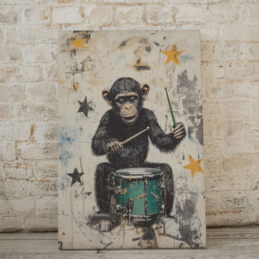 Monkey Drummer - Street Art