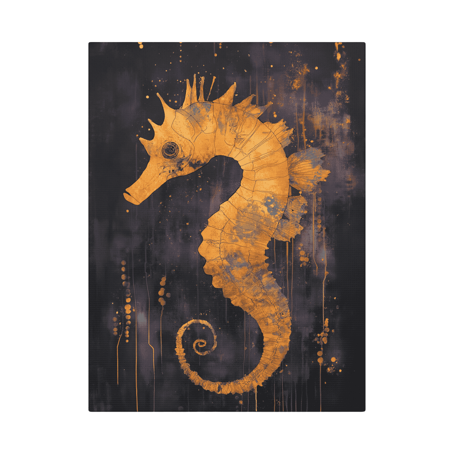 Golden Seahorse - Animal Art