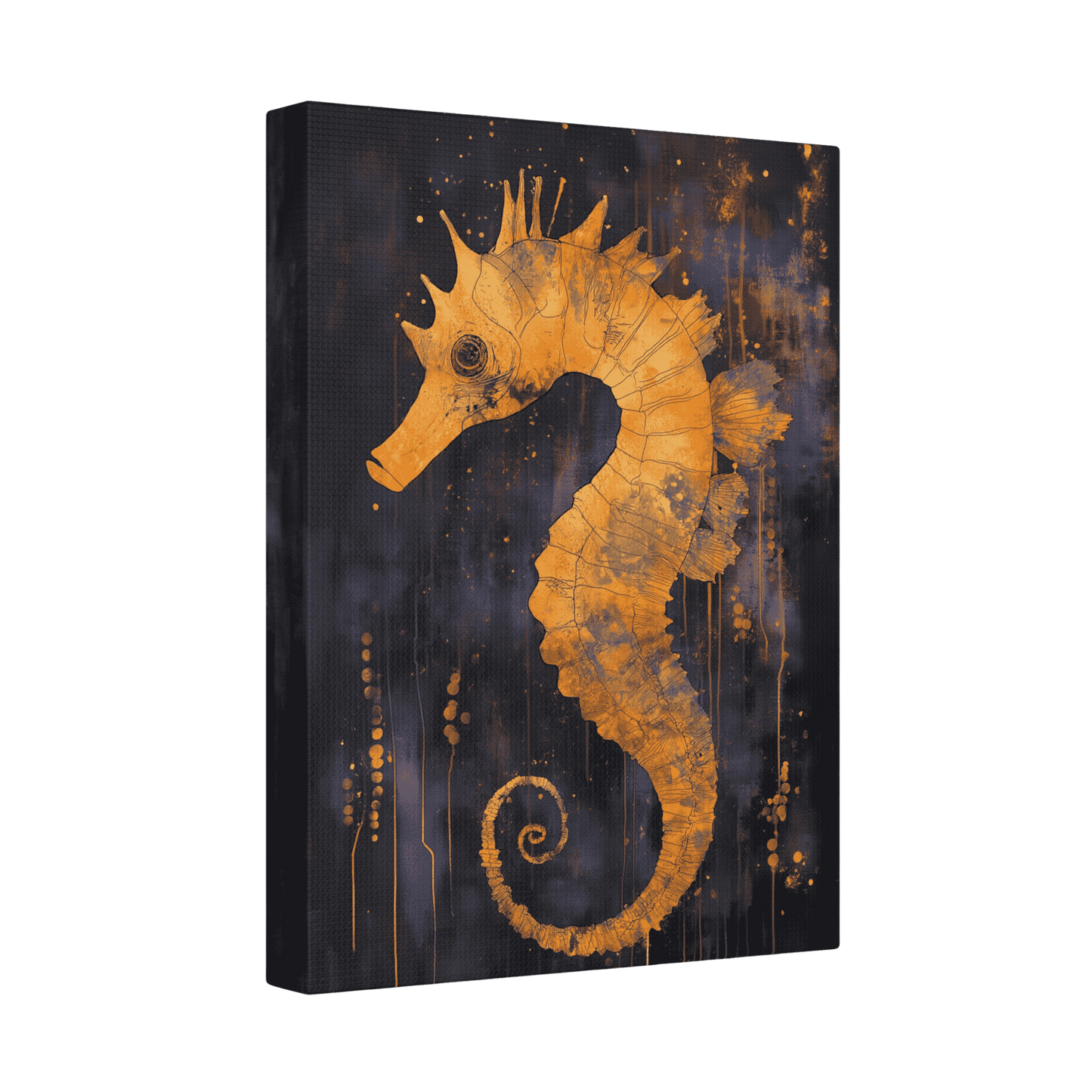 Golden Seahorse - Animal Art