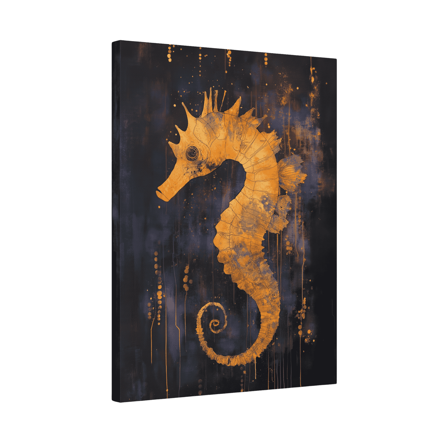 Golden Seahorse - Animal Art