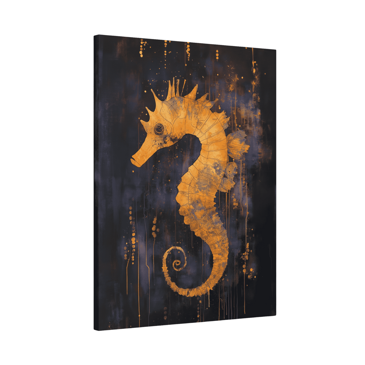 Golden Seahorse - Animal Art