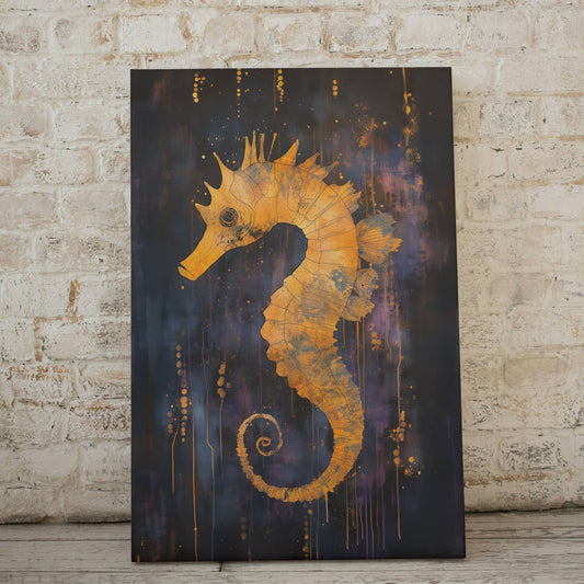 Golden Seahorse - Animal Art