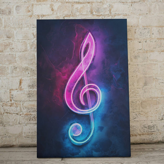 Neon Music Treble Clef - Street Art
