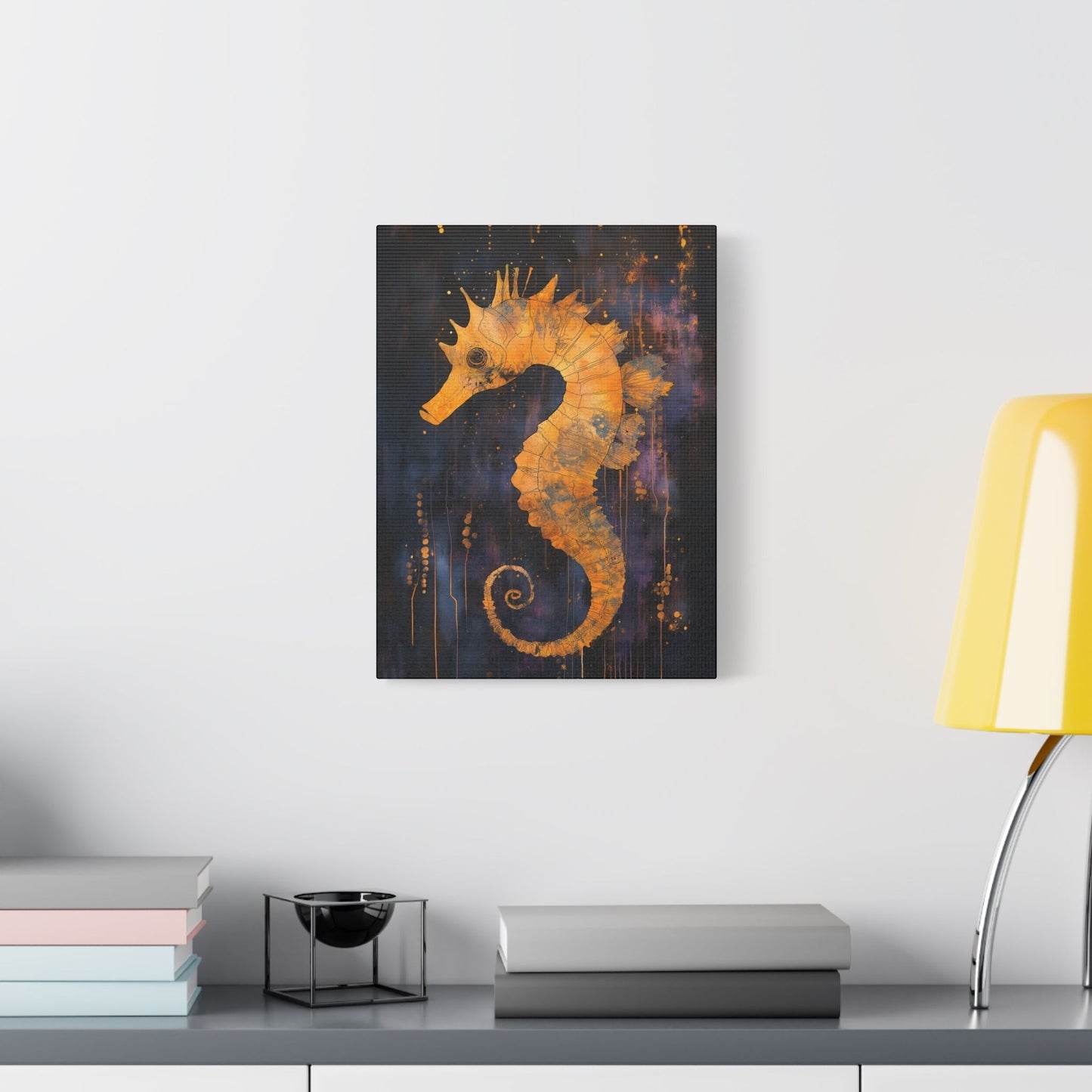 Golden Seahorse - Animal Art